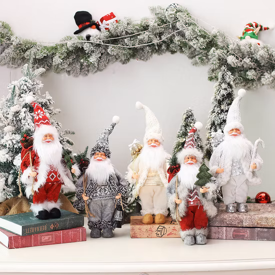 Ventas de fábrica Festival de cerámica artesanal Papá Noel con luz LED para decoración navideña