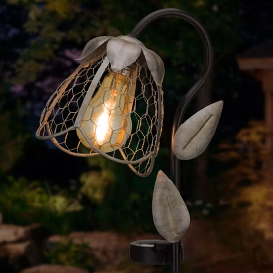 Decoración de estaca de luz solar de jardín de flores de metal