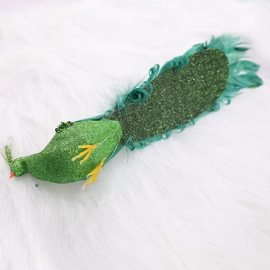 Figurita creativa hecha a mano de plumas de pavo real, adorno para césped, decoración de pájaros para jardín y animales