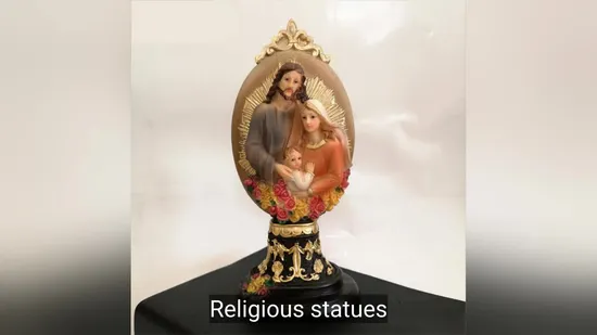 Estatua religiosa personalizada de fábrica OEM Decoración del hogar María con niño y oveja Decoración religiosa de resina Fabricante de artículos religiosos de poliresina en China